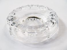 Stuart cut-glass ashtray, circular, Stuart cut-glass spirit decanter, mallet-shaped, and sherry