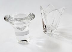 Orrefors Swedish glass vase, quatreform raised petal design and tapering and modern Swedish clear