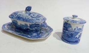 Quantity Copeland Spode "Italian" pattern blue and white pottery, including:- covered sauce
