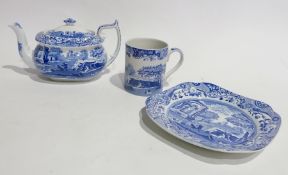 Quantity Copeland Spode "Italian" pattern pottery to include:- two meatplates, teapot, hot water