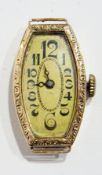 14ct gold lady's wristwatch, with engraved dial surround, Swiss movement