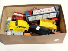 A quantity of diecast models to include:- a VW Beetle, a Corgi London bus, etc. (1 box)