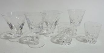 Large quantity of cut glass to include:- lidded biscuit barrel, preserve jar, stemmed wines,