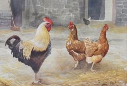 Two watercolour drawings
Basil Franklin 
Study of chickens, 
Watercolour
G. Deighton (1982)
Study of