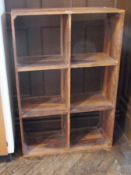 Modern hardwood six-section bookshelf unit