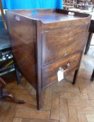 A Georgian mahogany tray-top commode, with open shelf below and deep drawer, on square legs, width