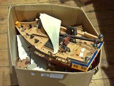 A quantity of toys to include:- a pirate ship, a play station, etc. (1 box)