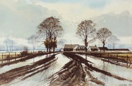 Watercolour 
Bill Toop (1982)
Farmyard out in landscape, signed, another 
Watercolour
Print of "