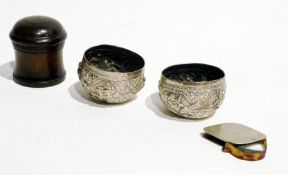 A Japanese Tohyoh 8 x 30 binoculars in case, No P7,  pair oriental silver coloured metal bowls