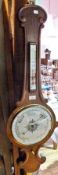 A mahogany banjo aneroid barometer, 98cm long approx.