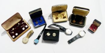 Various gentleman's cufflinks, wristwatches, etc.