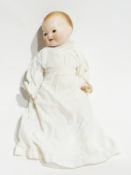 Armand Marseille bisque-headed baby doll, 351-3/0K, with fixed blue eyes, open mouth, moulded