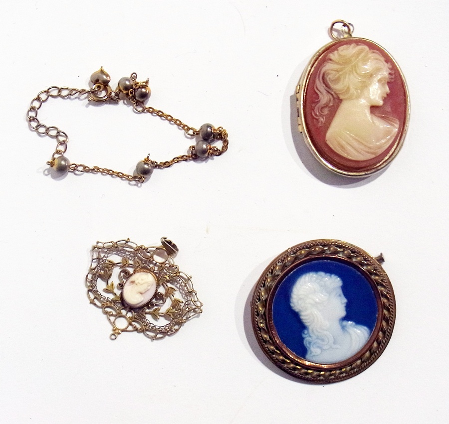 Three cameos, a pendant and two brooches
