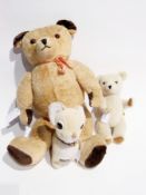 Golden brown fur teddy,  Deans cream fur teddy bear and Merrythought cream and white dog  (3)