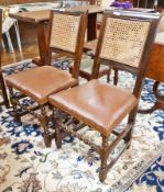 Set of eight oak caned-back Cromwellian style dining chairs, viz:- six standards and two carvers