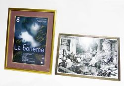 Boheme signed poster, the dates for March and April at the London Coliseum and a black and white