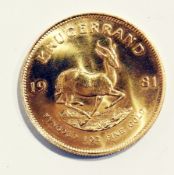 A 1981 gold Krugerrand