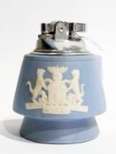 A table cigarette lighter in a jasperware body