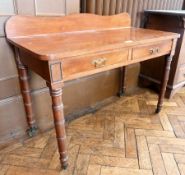 Victorian mahogany washstand, having shaped raised back, fitted two frieze drawers with angular