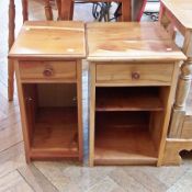 Yewwood bedside cupboard, with single drawer and undershelf and another smaller, similar (2)