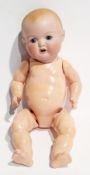 Armand Marseille bisque-headed baby doll, No 518./5K, with fixed blue eyes, open mouth, moulded