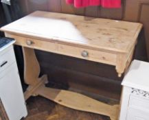 Pine washstand having quadrant mould edge, two frieze drawers on baluster standard end supports,