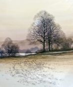 Limited edition colour print 
after Archibald Thorburn 
Pheasants in a snowy landscape, pencil in