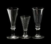 Georgian ale glass with trumpet bowl and collared stemmed, on raised circular foot together with