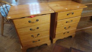 Pair pine chests of four drawers, on bracket feet