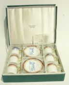Boxed set Aynsley china coffee cans and saucers with burgandy and gilt borders (boxed)