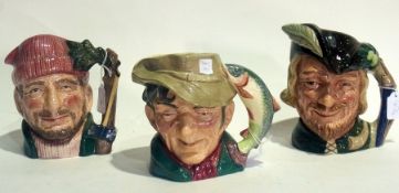 Royal Doulton pottery character jug "Lumberjack" D6610 and four others viz:- "Don Quixote", "Robin