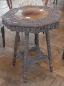 19th century Anglo-Indian carved hardwood, possibly rosewood, occasional table, octagonal with