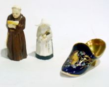 Royal Worcester porcelain candle snuffers of a monk, 13cm high, and a nun, 10cm high, together