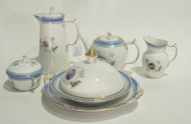 Royal Copenhagen passion flower coffee/tea service for twelve, including covered muffin dish