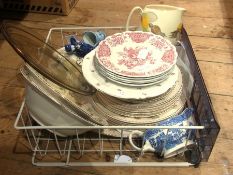 Grays Pottery painted jug, quantity pottery dinner plates and other ceramics (1 box)
