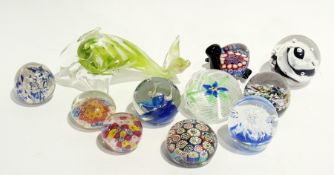 Small collection of glass paperweights and ornaments to include:- a decorative Maltese glass