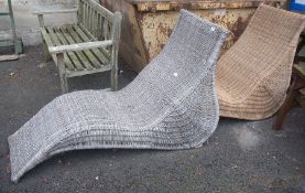 Two basket weave sun loungers