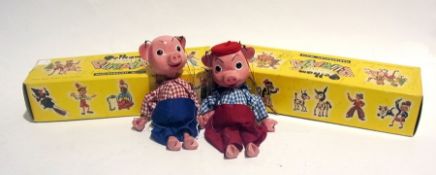 Two Pelham puppets, boxed "Pinky" and "Perky"