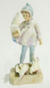 Royal Doulton porcelain figure "Fantails", child feeding doves, 20cm high