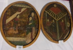 Pair of oils on wood 
Oriental figures, oval-shape
Pen and ink drawing
Eileen de Marney(?)
"The
