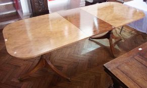 Reproduction yew wood double-pedestal dining table