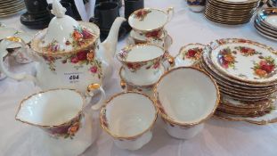 Royal Albert "Old Country Rose" teaset for six people including teapot