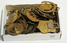 Quantity of horse brasses to include:- two RSPCA London Van Horse Parade merit badges 1913 and