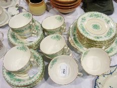 Royal Crown Derby "Derby Dale" pattern tea set for twelve people, with bread and butter plate