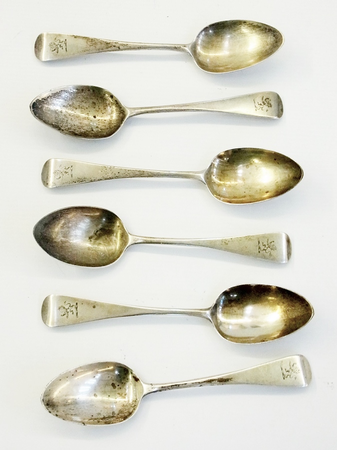 Set of six Victorian silver old English
