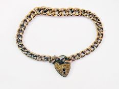 9ct gold curb link bracelet with padlock