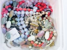 Large quantity of bead necklaces, a watc