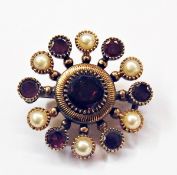 Victorian gold almandine garnet and seed