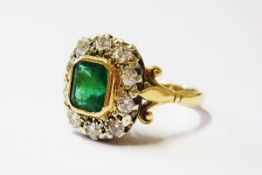 Victorian 18ct gold, emerald and diamond
