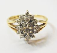 9ct gold and diamond cluster ring set nu